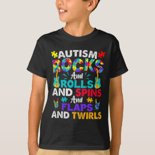 Autism Rocks And Rolls Fun Autism Awareness Month T-Shirt