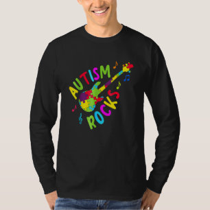 Autism Rocks Autism Awareness Guitar Puzzle Piece T-Shirt