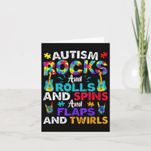 Autism Rocks Rolls Spins Flaps Awareness Kids Wome Card