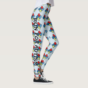 Autism Running Leggings Puzzle Blue Pants Warrior