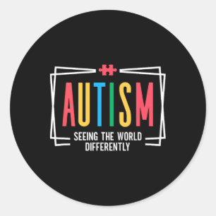 Autism Seeing The World Differently Autism Awarene Classic Round Sticker