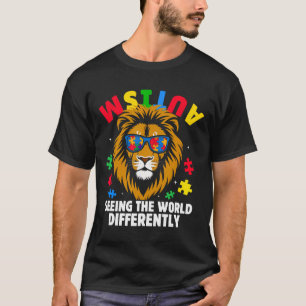 Autism Seeing The World Differently Awareness Lion T-Shirt