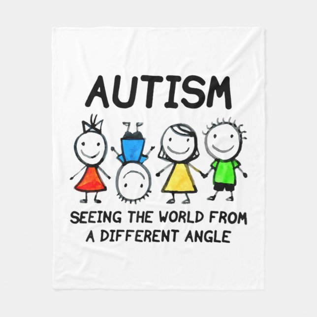 Autism Seeing The World From A Different Angle Aut Fleece Blanket (Front)