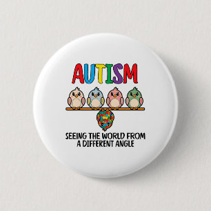 Autism Seeing The World From A Different Angle Owl 2 Inch Round Button