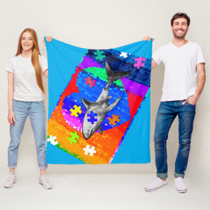 Autism Shark 3 sizes Fleece Blanket