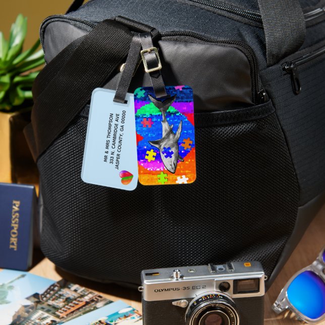 Autism Shark Luggage Tag (Front & Back)