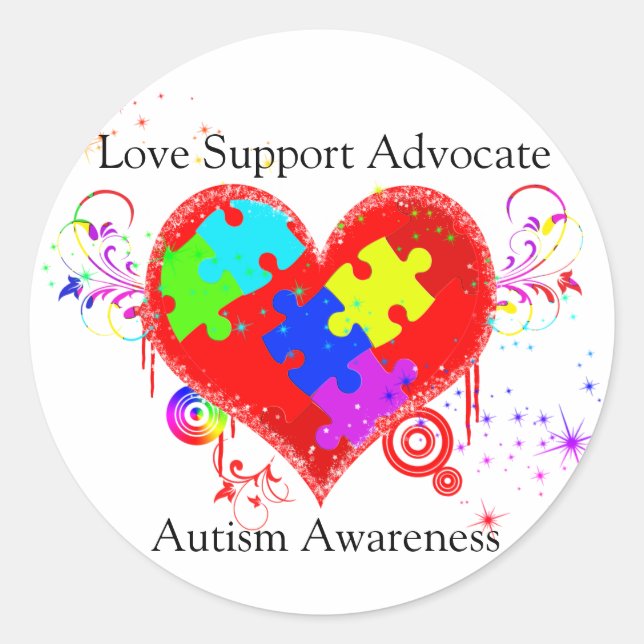 Autism Shining Heart Classic Round Sticker (Front)