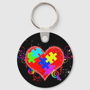 Autism Shining Heart Keychain