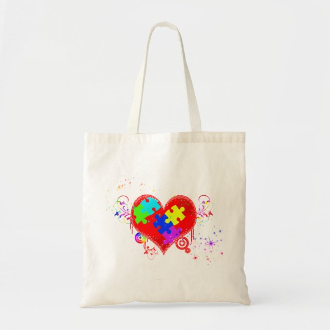 Autism Shining Heart Tote Bag (Front)