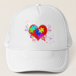 Autism Shining Heart Trucker Hat