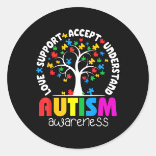 Autism Shirt Love Accept Support Autistic Autism A Classic Round Sticker
