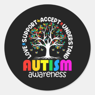 Autism Shirt Love Accept Support Autistic Autism A Classic Round Sticker