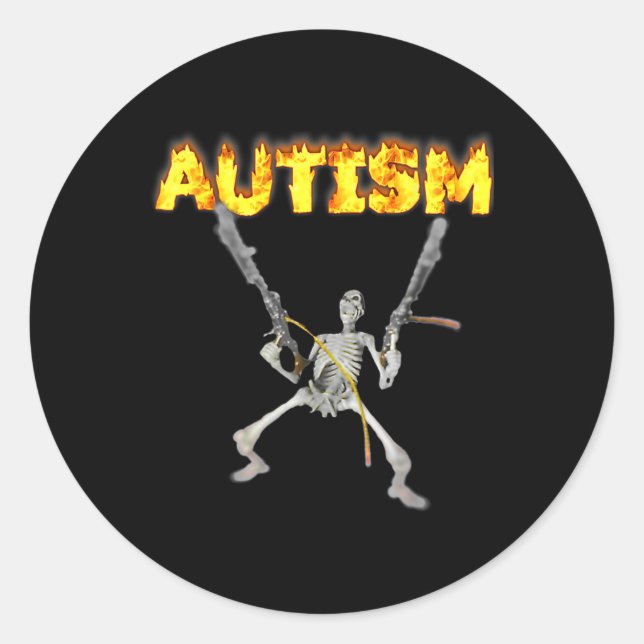 Autism Skeleton Funny Oddly Specific Dank Meme 1  Classic Round Sticker (Front)