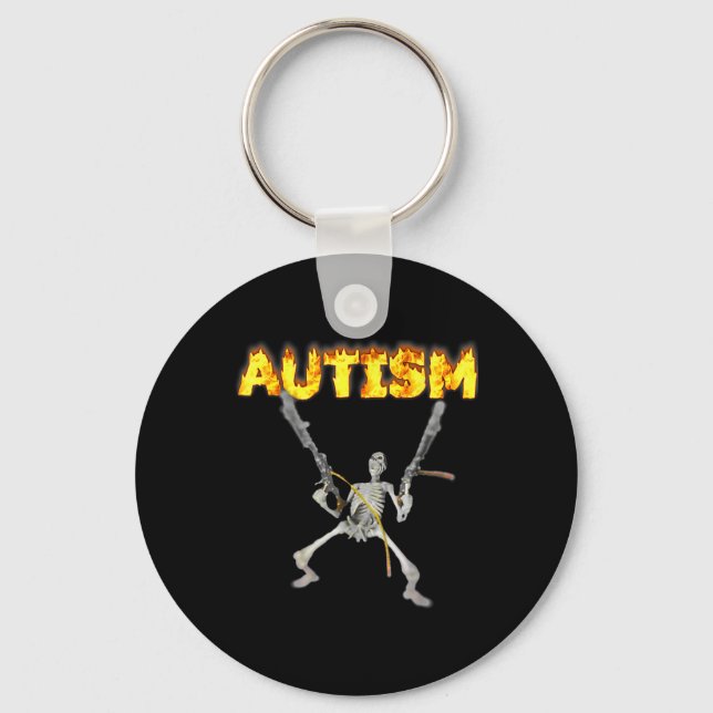 Autism Skeleton Funny Oddly Specific Dank Meme 1  Keychain (Front)