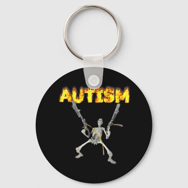 Autism Skeleton Funny Oddly Specific Dank Meme 2  Keychain (Front)