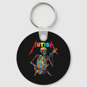 Autism Skeleton Guitar Player Rock Music Autism Aw Keychain