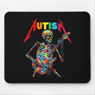 Autism Skeleton Guitar Player Rock Music Autism Aw Mouse Pad