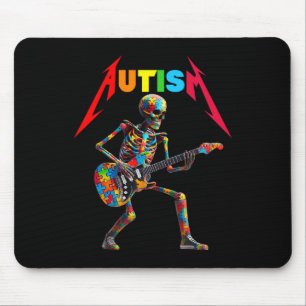 Autism Skeleton Guitar Rock Music Lover Autism Awa Mouse Pad