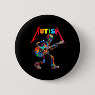 Autism Skeleton Guitar Rock Puzzle Music Autism Aw 2 Inch Round Button