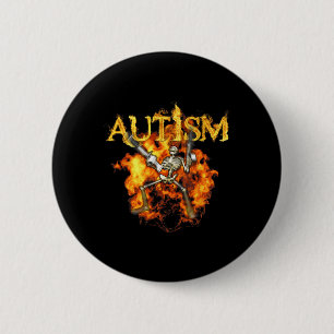 Autism Skeleton Guns Funny Fire Bones Spooky 2 Inch Round Button
