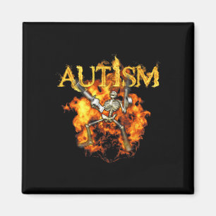 Autism Skeleton Guns Funny Fire Bones Spooky Magnet