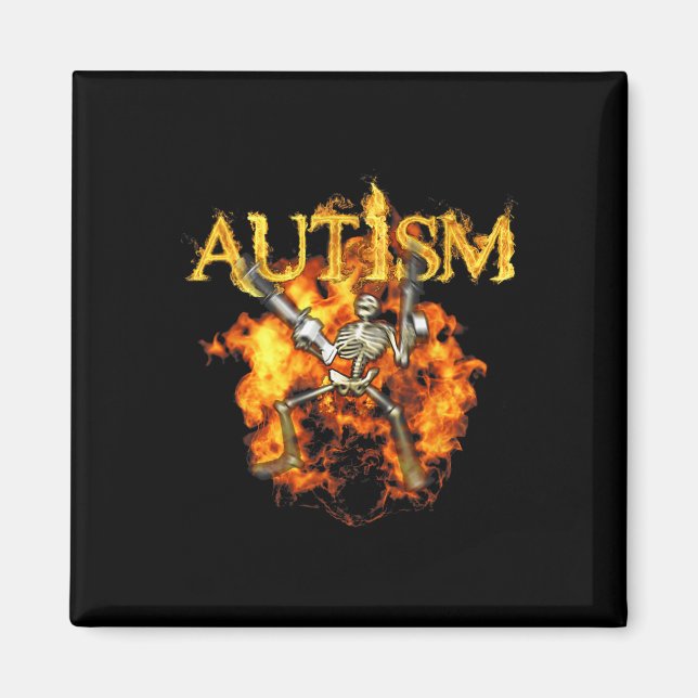 Autism Skeleton Guns Funny Fire Bones Spooky  Magnet (Front)