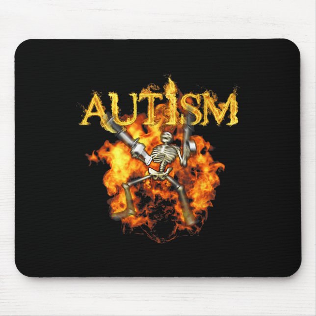 Autism Skeleton Guns Funny Fire Bones Spooky  Mouse Pad (Front)