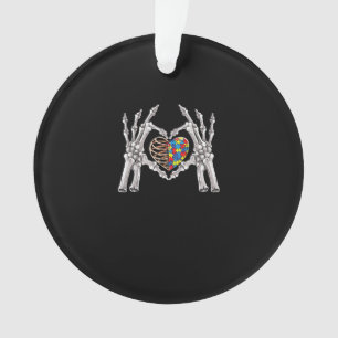 Autism Skull Hand Puzzle Piece Heart Creative Ornament