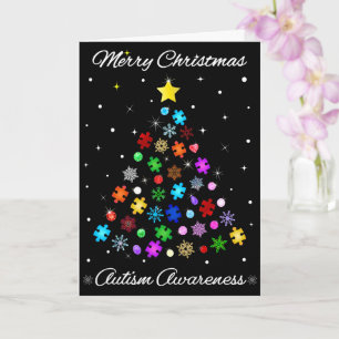 Autism Snowflake Christmas Tree Card