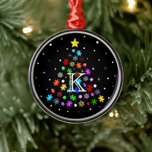 Autism Snowflake Christmas Tree Metal Ornament