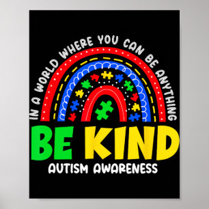 Autism Son Child Daughter Mom Rainbow Be Kind Poster