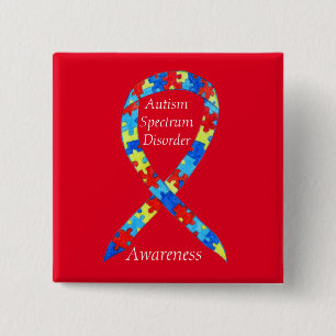 Autism Spectrum Disorder Custom Puzzle Ribbon Pins