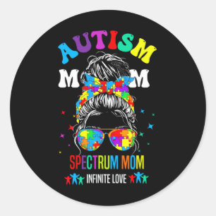 Autism Spectrum Mom Infinite Love Autism Awareness Classic Round Sticker