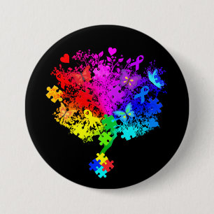 Autism Spectrum Tree 3 Inch Round Button