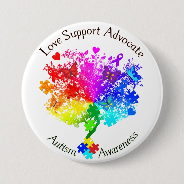 Autism Spectrum Tree 3 Inch Round Button (Front)