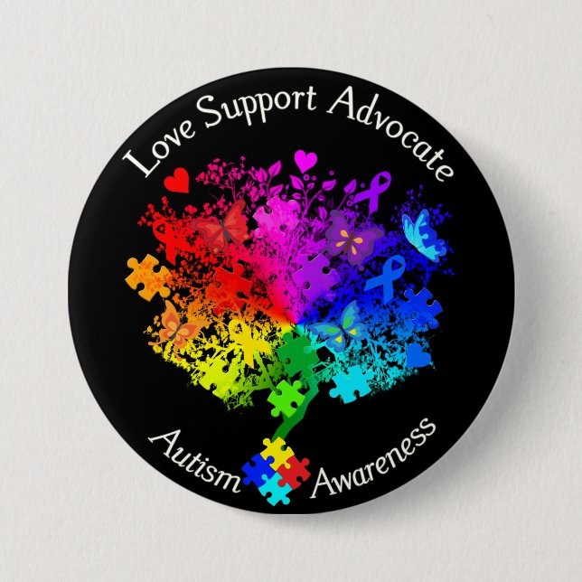 Autism Spectrum Tree 3 Inch Round Button (Front)