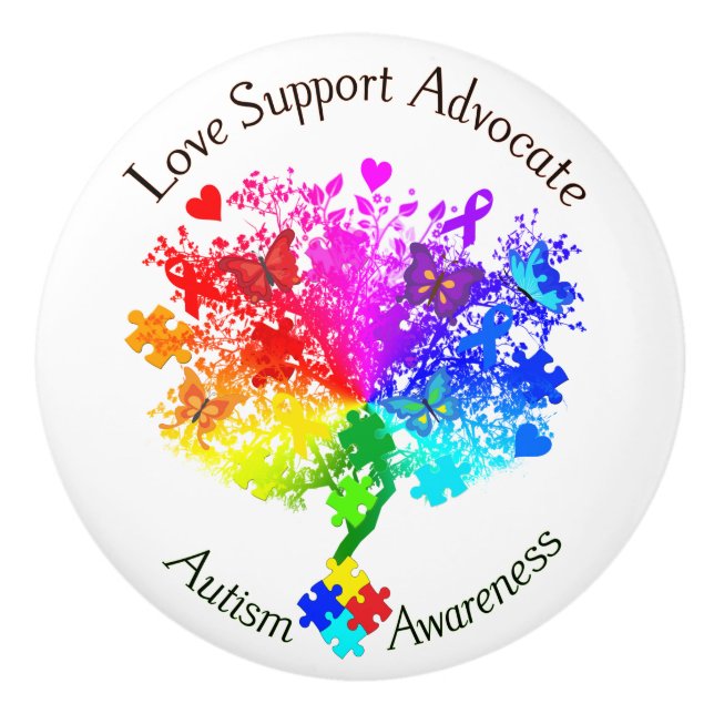 Autism Spectrum Tree Ceramic Knob (Front)