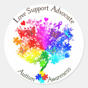 Autism Spectrum Tree Classic Round Sticker