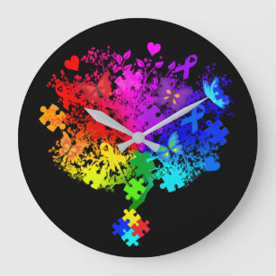 Autism Spectrum Tree Large Clock