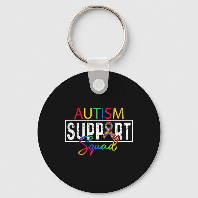Autism Squad Awareness Autism Support Team Group F Keychain (Front)