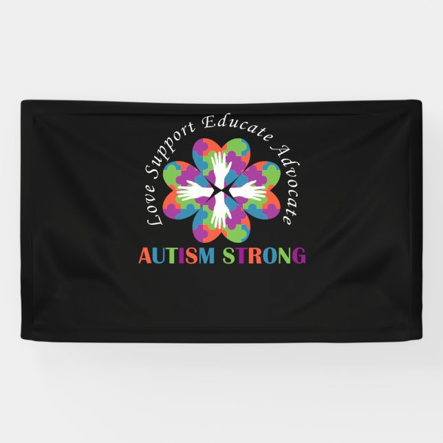 AUTISM STRONG Hands Autism Awareness Banner (Horizontal)