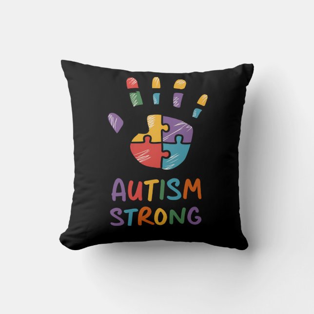 Autism Strong Throw Pillow (Front)