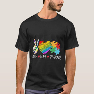 Autism Student Teacher Kids Peace Love Autism Seco T-Shirt