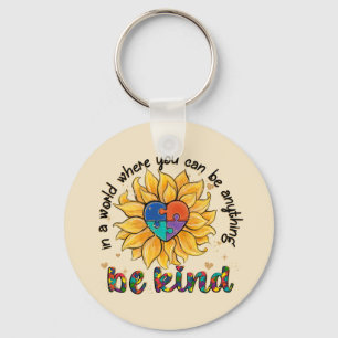 Autism Sunflower Be Kind Keychain