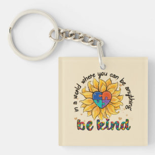 Autism Sunflower Be Kind Keychain