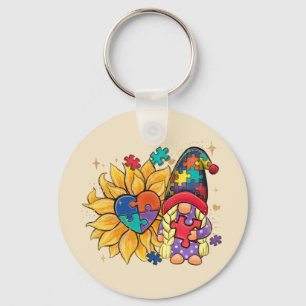 Autism Sunflower Gnome Keychain