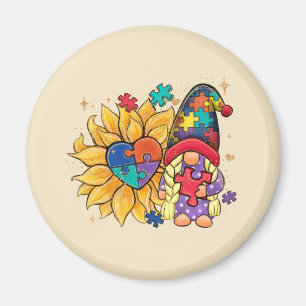 Autism Sunflower Gnome Magnet