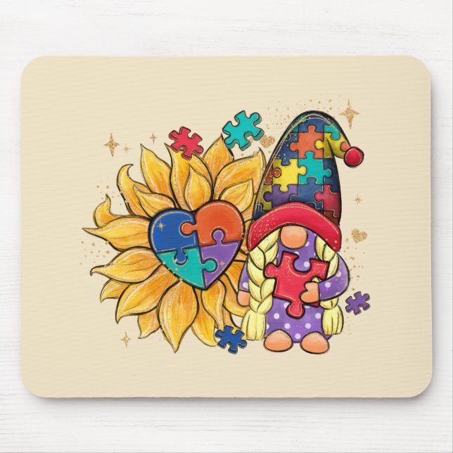 Autism Sunflower Gnome Mouse Pad (Front)