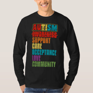 Autism Support Care Acceptance For Autism Awarenes T-Shirt