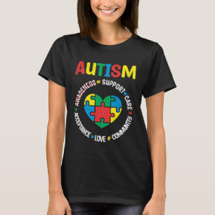 Autism Support Care Acceptance Love Community Awar T-Shirt
